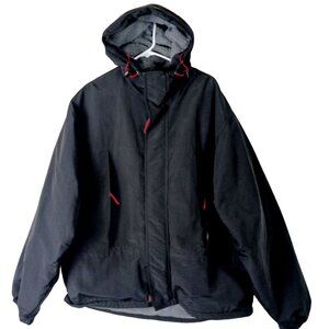 Vintage Hooded Jacket Mens XL Black Fleece Lined Gorpcore Outdoor 90s Utility